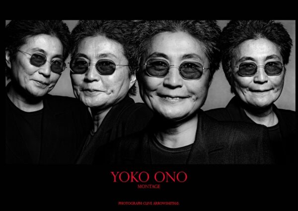 portrait de Yoko Ono montage photographie d'art en noir et blanc du photographe Clive Arrowsmith