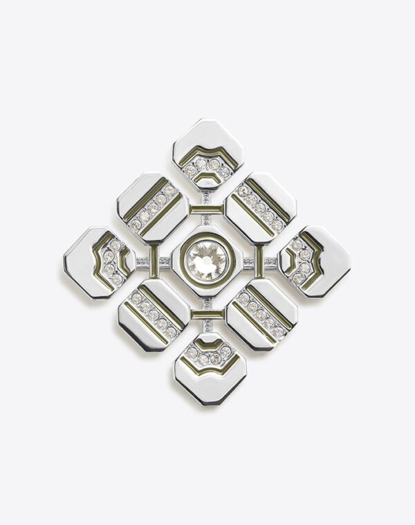 Jardin Brooch Silver/Khaki LABYRINTHE PARIS