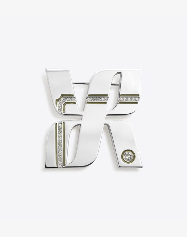 Logo Brooch Silver/Khaki LABYRINTHE PARIS