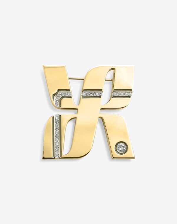 Logo Brooch Gold/Khaki LABYRINTHE PARIS