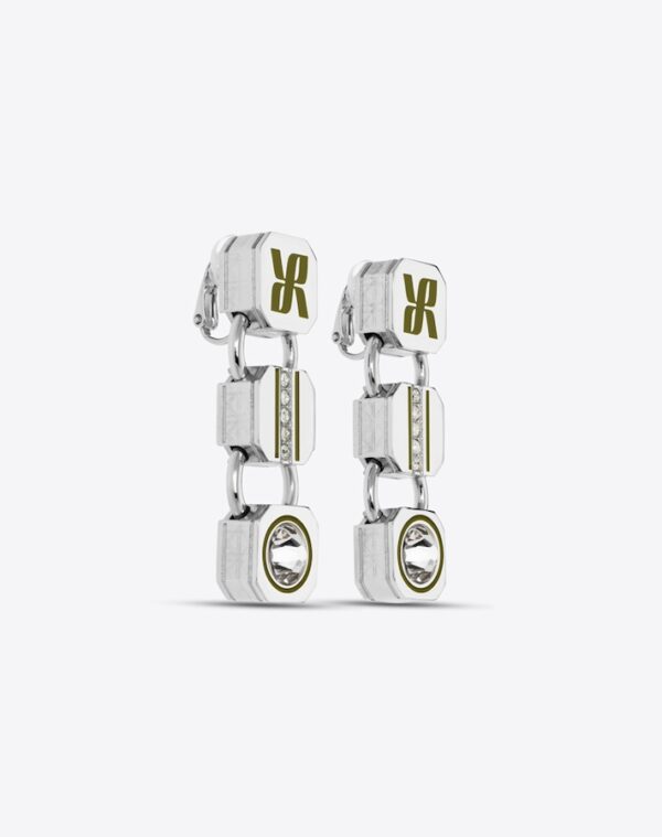 Colonne II Earrings Silver/Khaki Clip-On LABYRINTHE PARIS