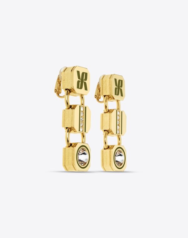 Colonne II Earrings Gold/Khaki Clip-On LABYRINTHE PARIS