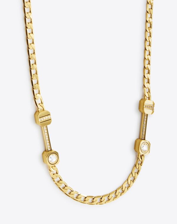 Collier Chaîne Colonne II Doré/Khaki LABYRINTHE PARIS