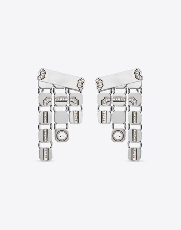 Cascade Courte Earrings Silver/Khaki LABYRINTHE PARIS