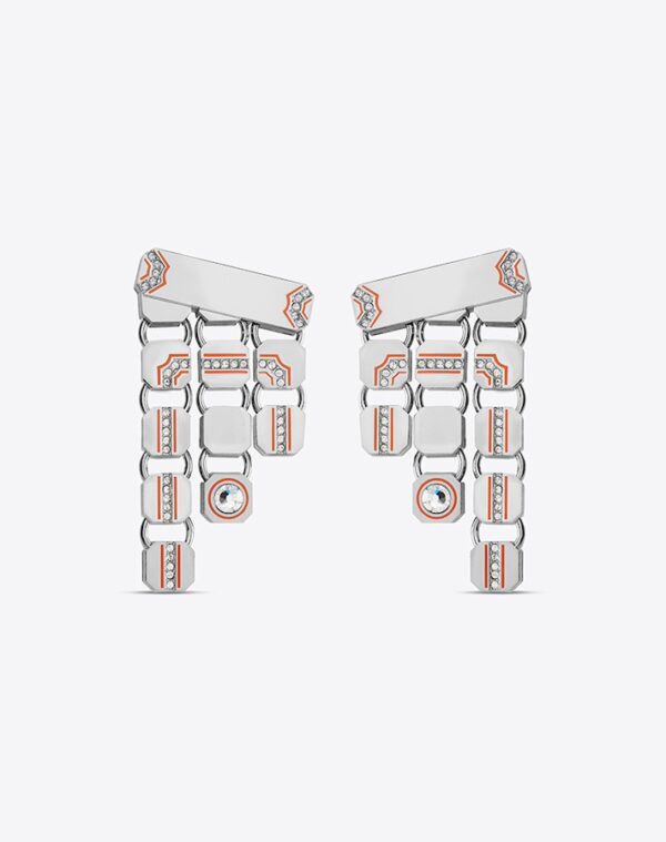 Cascade Courte Earrings Silver/Orange LABYRINTHE PARIS