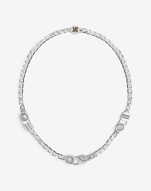 Double Modules Chain Choker necklace Silver/Khaki LABYRINTHE PARIS