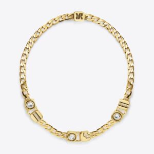 Double Modules Chain Choker Necklace Gold/Khaki LABYRINTHE PARIS