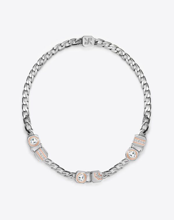 Double Modules Chain Choker Necklace Silver/Orange LABYRINTHE PARIS