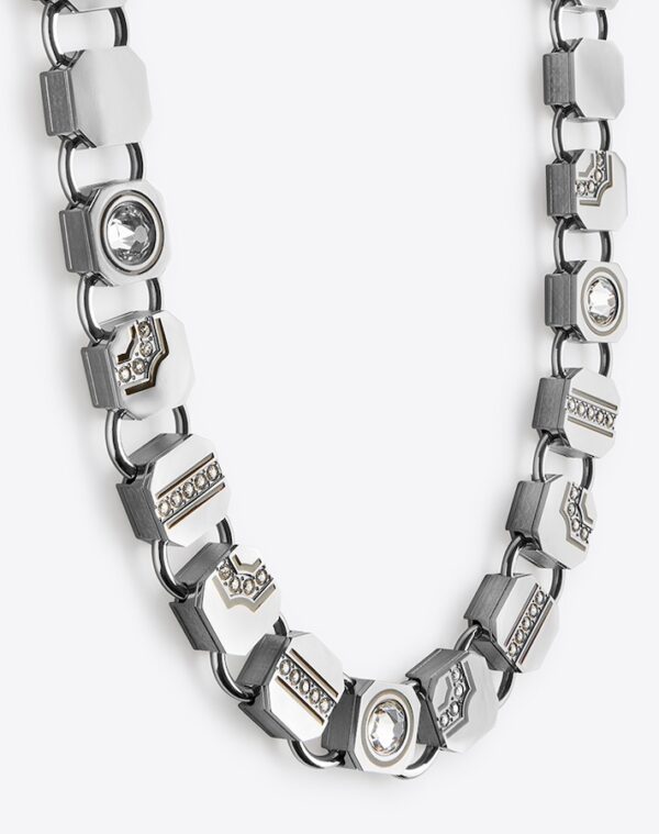 Oversize Choker Necklace Silver/Khaki LABYRINTHE PARIS