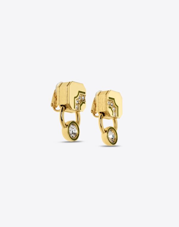 Puce Earrings Gold/Khaki Clip-On LABYRINTHE PARIS