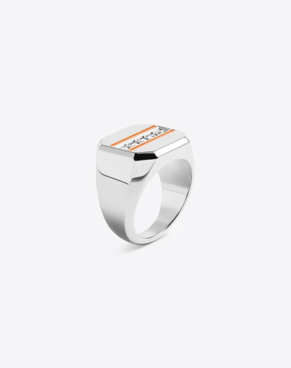 Chevalière Carrée Ring Silver/Orange LABYRINTHE PARIS